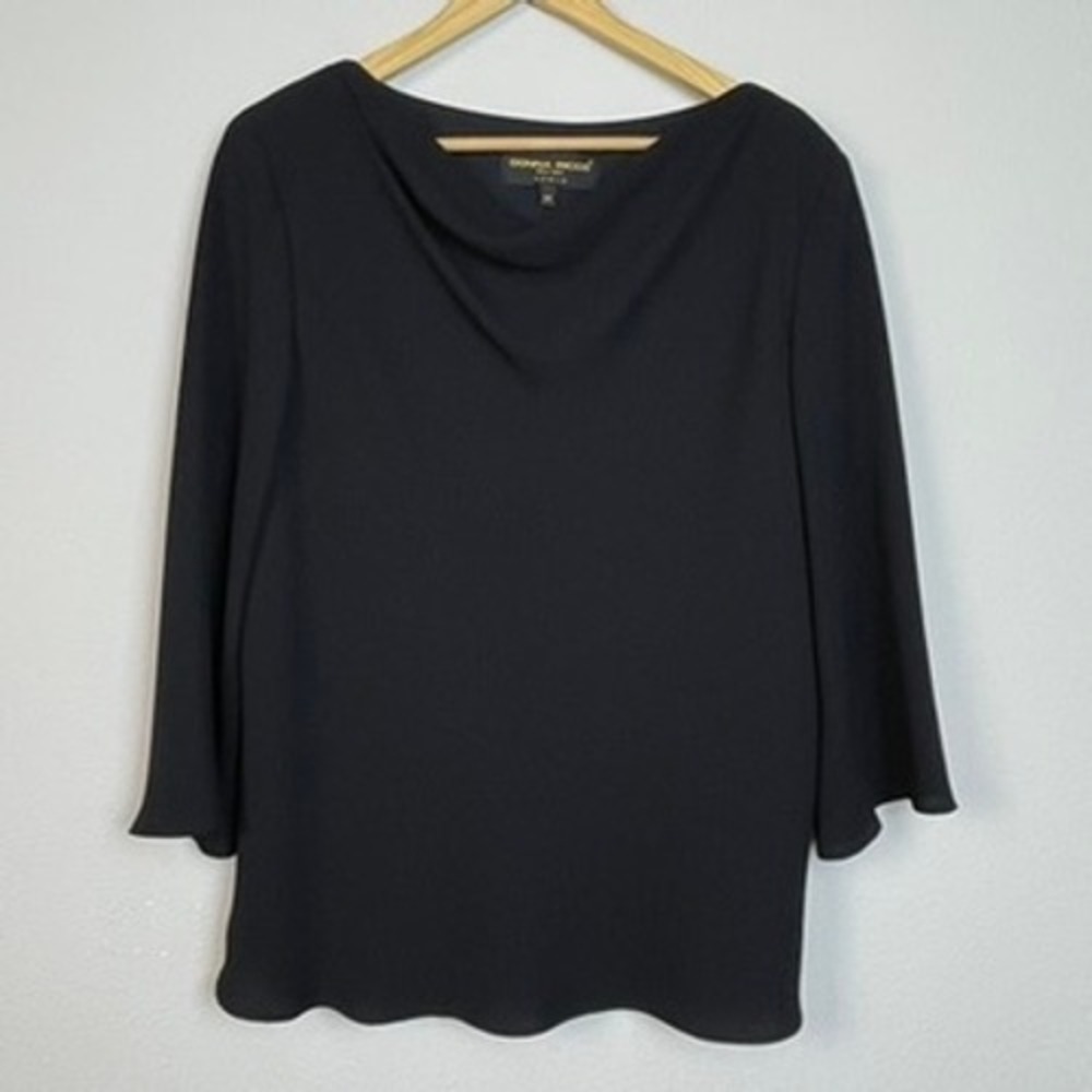 Donna Ricco New York Woman‎ 18W Black Long Sleeve Cowl Neck Top Blouse